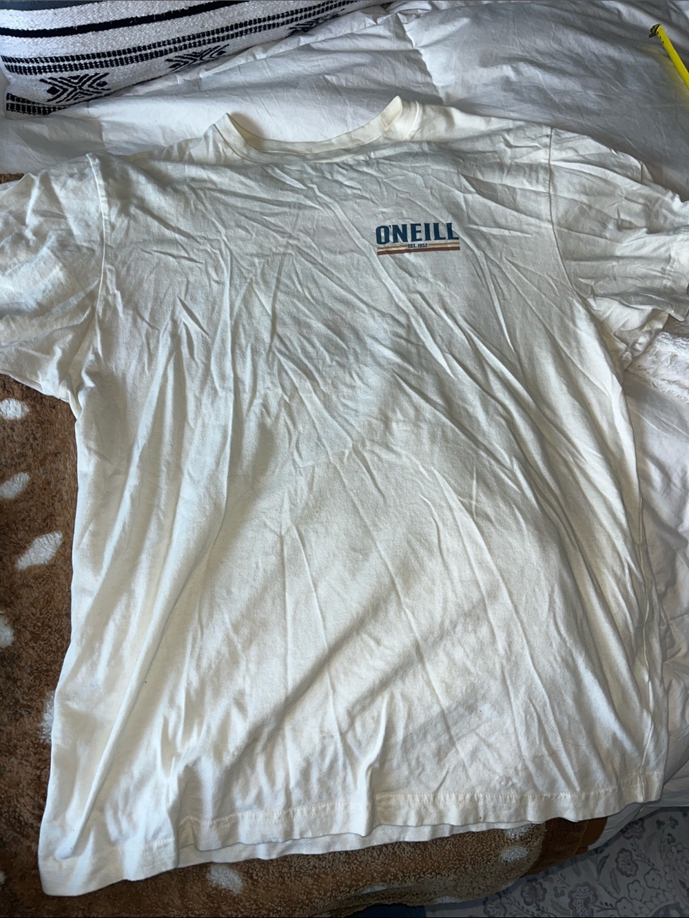 O'Neill Cream Short Sleeve Tee with Blue Logo